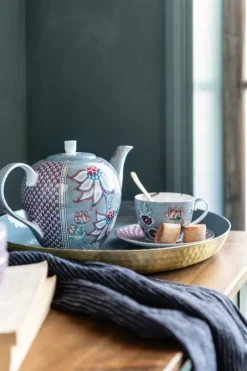 Pip Studio Tasse & Untertasse|Flower Festival Cappuccino Tasse & Undertasse Hellblau