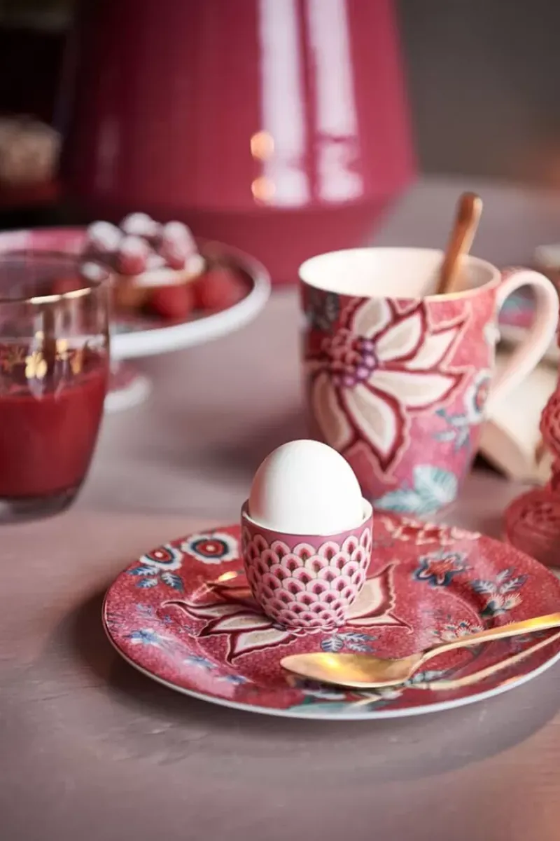 Pip Studio Eierbecher|Flower Festival Eierbecher Rot/Dunkel