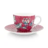 Pip Studio Tasse & Untertasse|Flower Festival Espresso Tasse & Undertasse Dunkel