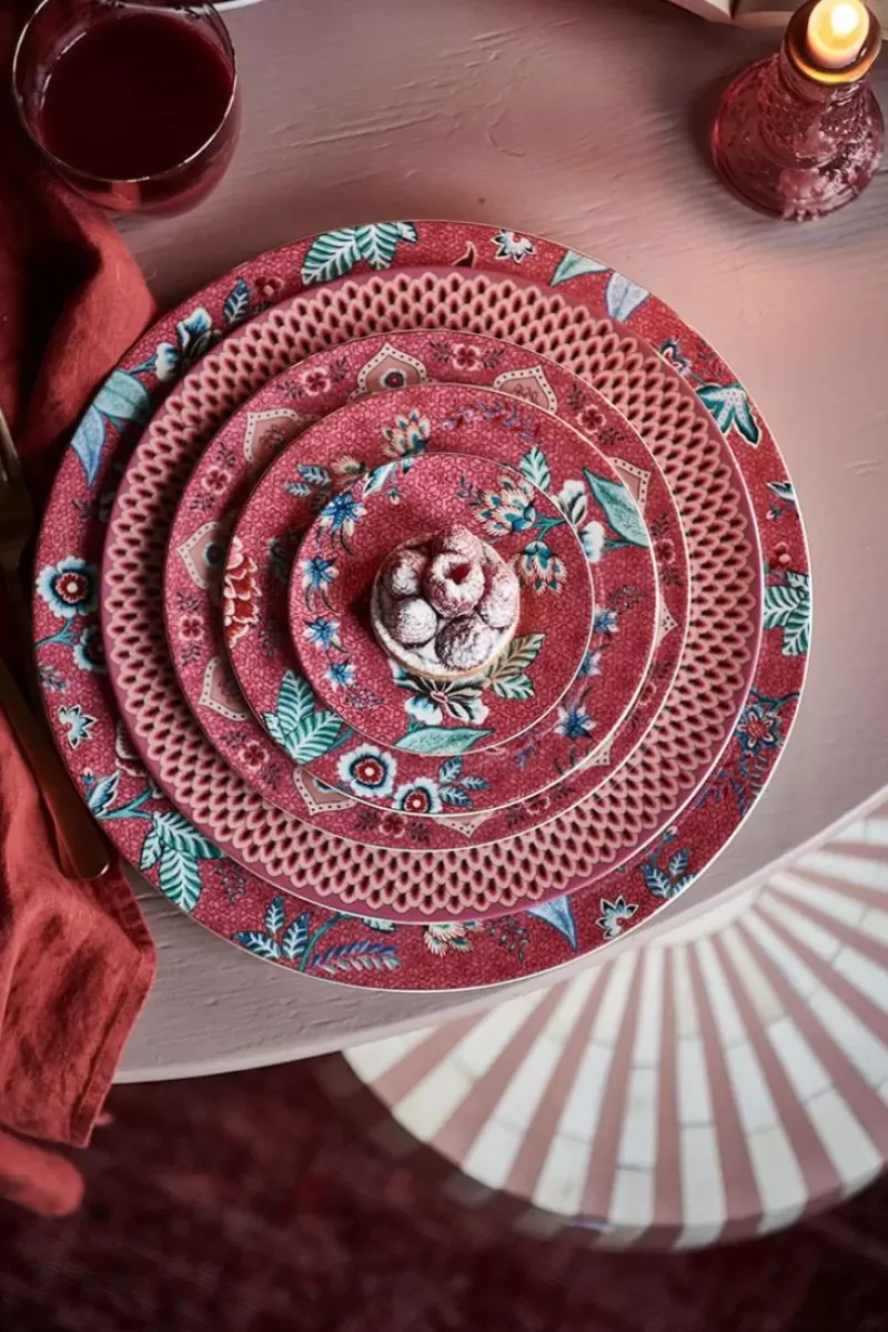 Pip Studio Gebäckteller|Flower Festival Petit Four Dark Pink 12Cm