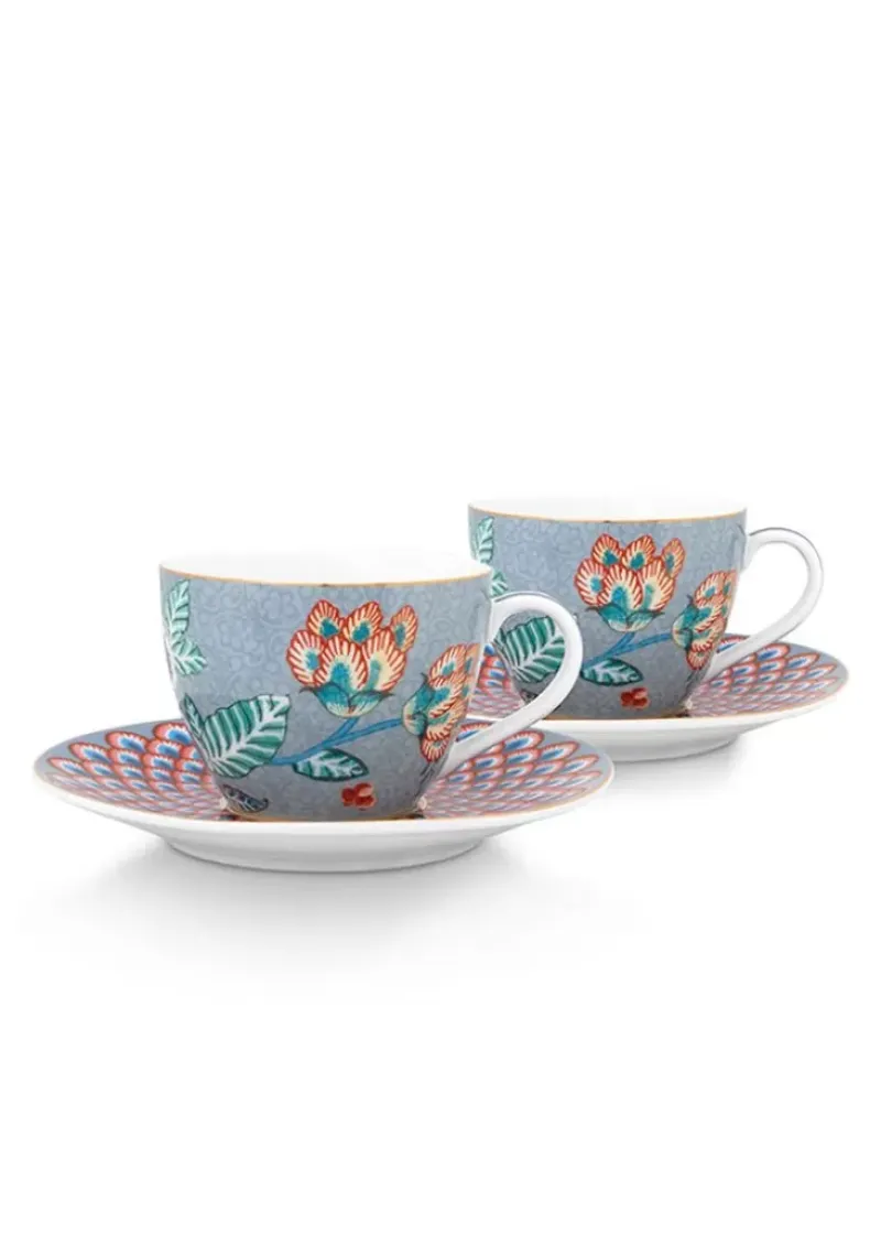 Pip Studio Porzellan Sets|Flower Festival Set/2 Espresso Tasse & Undertasse Hell