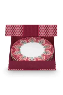 Pip Studio Porzellan Sets|Flower Festival Set/4 Frühstücksteller Dunkel 21Cm