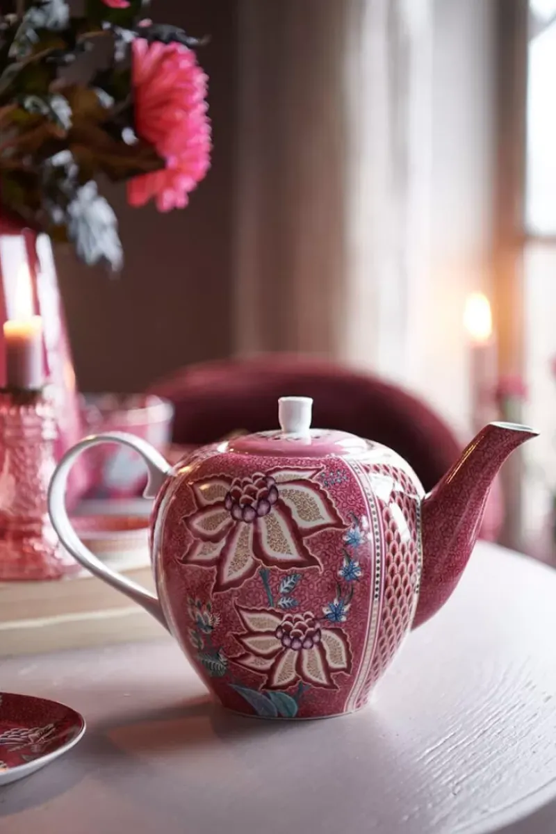 Pip Studio Teekannen|Flower Festival Teekanne Gross Dunkel