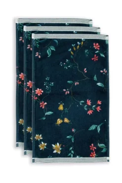 Pip Studio Gästetücher|Gastehandtuch Set/3 Les Fleurs Dunkel 30X50 Cm