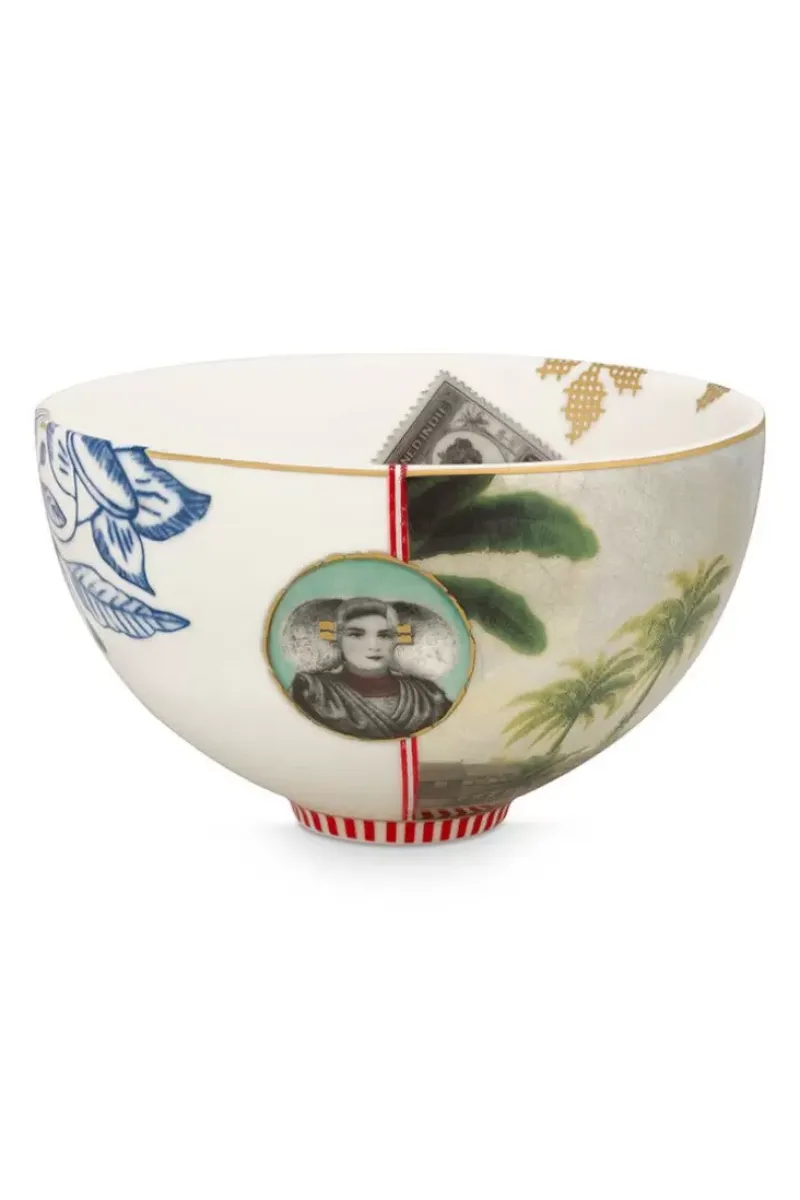 Pip Studio Schalen|Heritage Schale Palme Weis 15 Cm