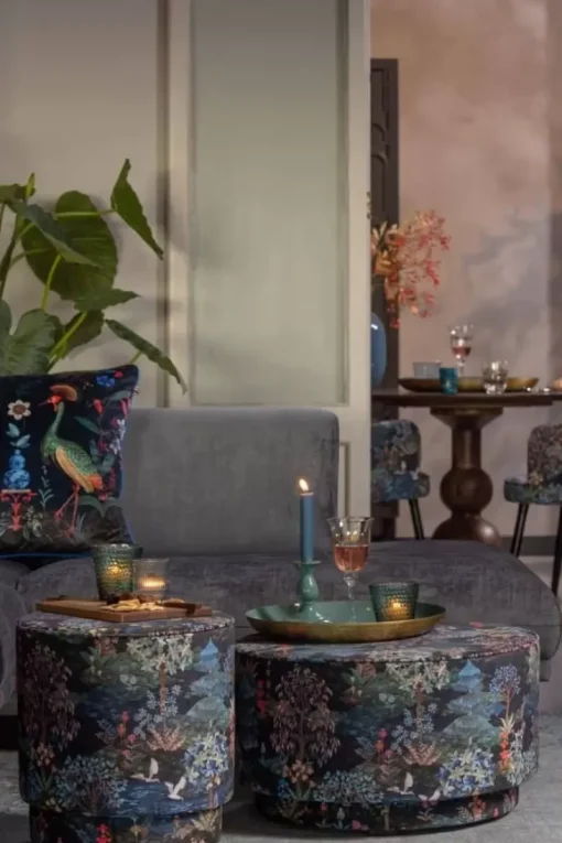 Pip Studio Hocker Und Stühle|Hocker Medium Pip Garden Dunkelblau