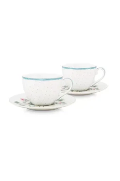 Pip Studio Porzellan Sets|Jolie Set/2 Cappuccino Tasse & Untertasse Dots Gold