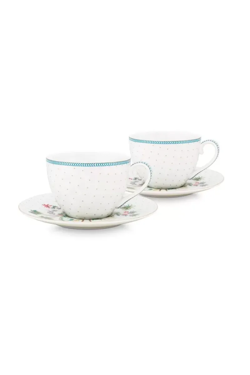 Pip Studio Porzellan Sets|Jolie Set/2 Cappuccino Tasse & Untertasse Dots Gold