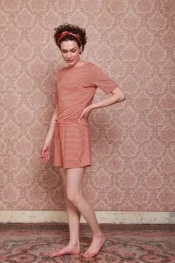 Pip Studio Shorts|Kurze Hose Little Sumo Stripe Koralle