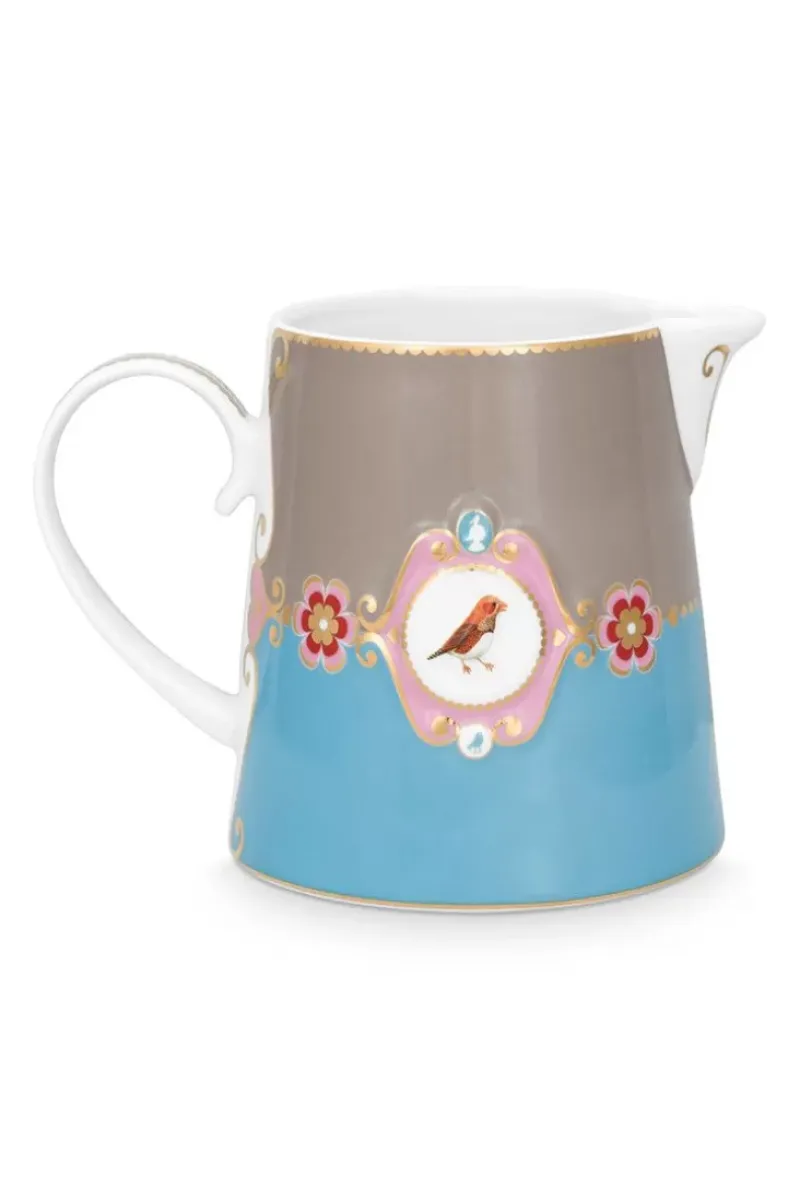 Pip Studio Milchkännchen|Love Birds Kanne Gross Blau/Khaki