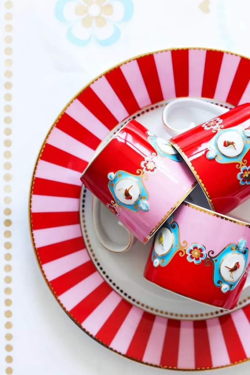 Pip Studio Kaffeetassen|Love Birds Tasse Gross Rot/Rosa