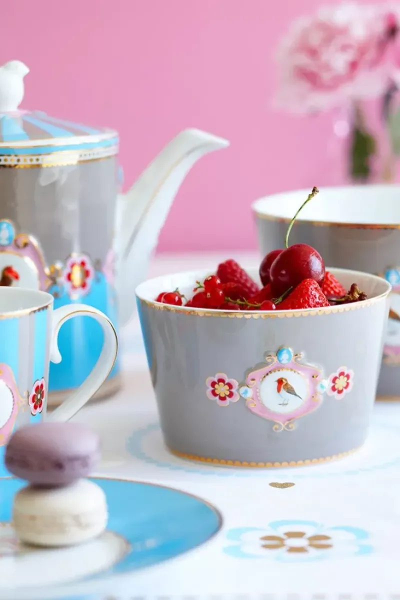 Pip Studio Teekannen|Love Birds Teekanne Medium Blau/Khaki