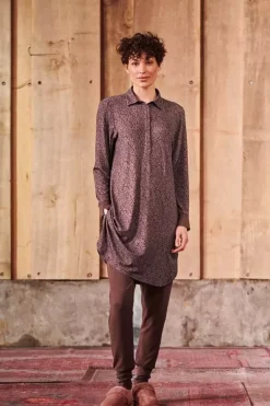 Pip Studio Nachthemden|Nachthemd Lange Armel Leafy Dots Terra