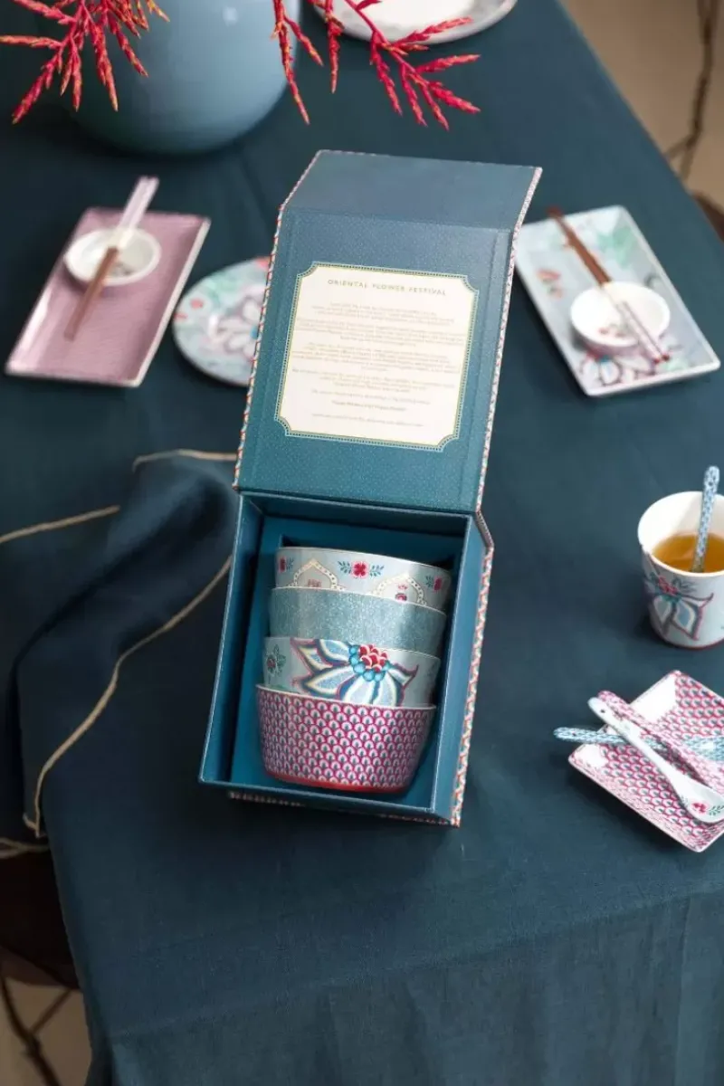 Pip Studio Porzellan Sets|Oriental Flower Festival Set/4 Schalen 12Cm