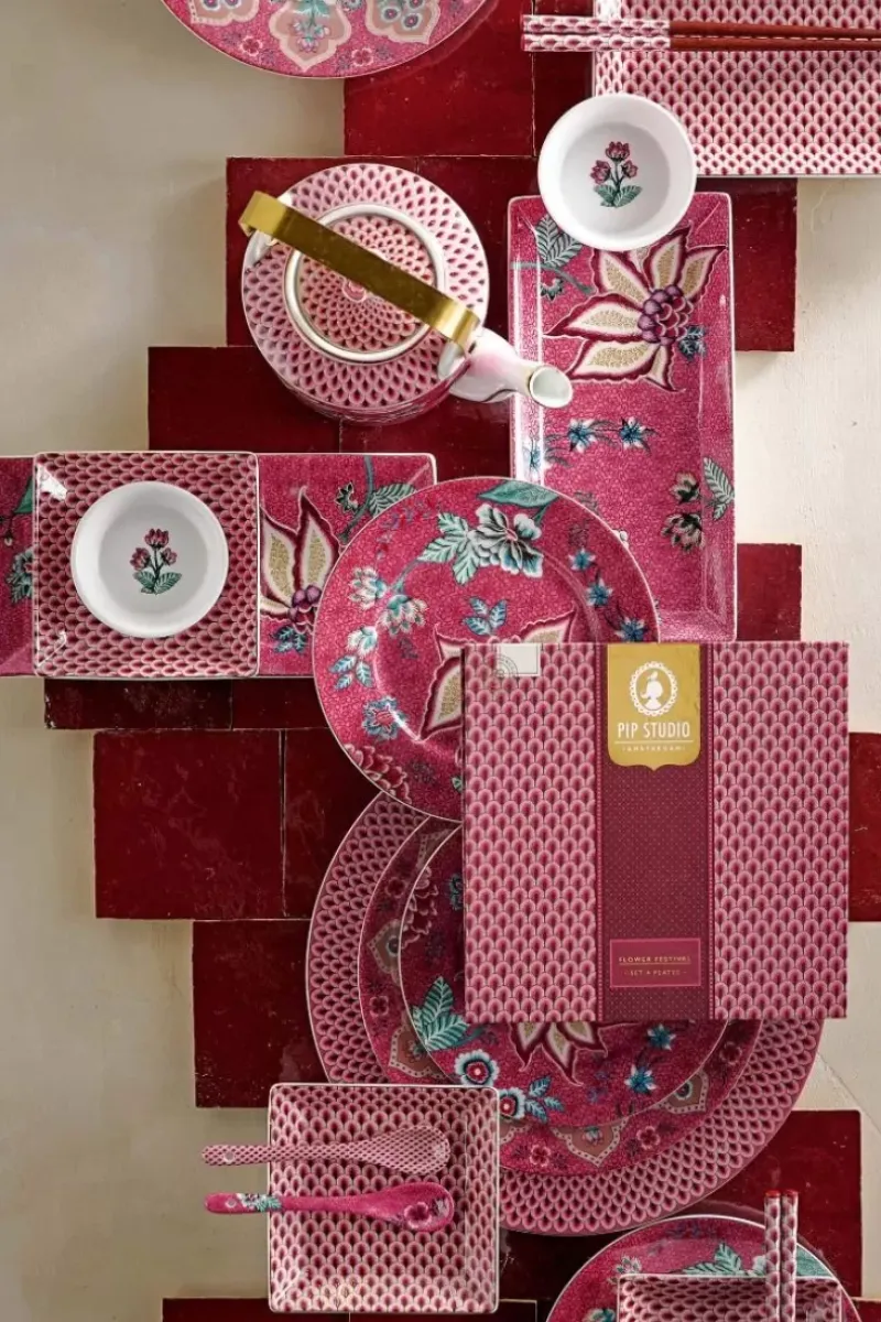 Pip Studio Porzellan Sets|Oriental Flower Festival Set/6 Teeloffel Dunkel