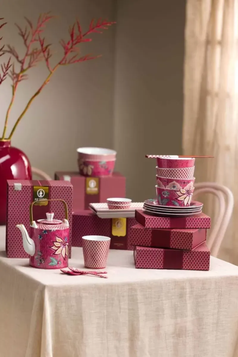 Pip Studio Porzellan Sets|Oriental Flower Festival Set/6 Teeloffel Dunkel