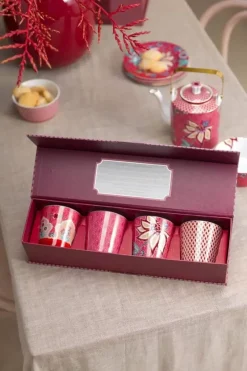 Pip Studio Porzellan Sets|Oriental Flower Festival Set/4 Tassen Dunkel