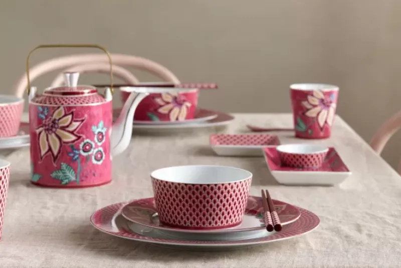 Pip Studio Porzellan Sets|Oriental Flower Festival Set/4 Tassen Dunkel