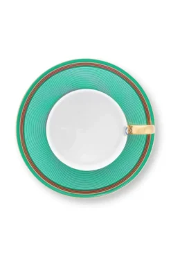 Pip Studio Tasse & Untertasse|Pip Chique Stripes Cappuccino Tasse & Untertasse Rosa/Grun