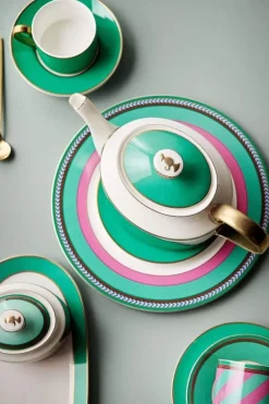 Pip Studio Tasse & Untertasse|Pip Chique Stripes Cappuccino Tasse & Untertasse Rosa/Grun