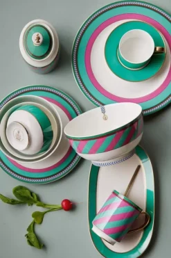 Pip Studio Essteller|Pip Chique Stripes Essteller Rosa/Grun 28Cm