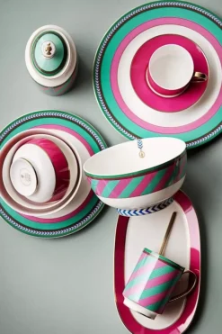 Pip Studio Frühstücksteller|Pip Chique Stripes Frühstücksteller Rosa/Grun 23Cm