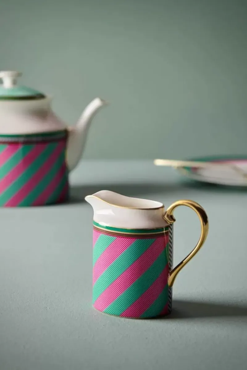 Pip Studio Milchkännchen|Pip Chique Stripes Kanne Klein Rosa/Grun