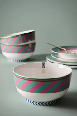 Pip Studio Schalen|Pip Chique Stripes Schale Rosa/Grun 20.5Cm