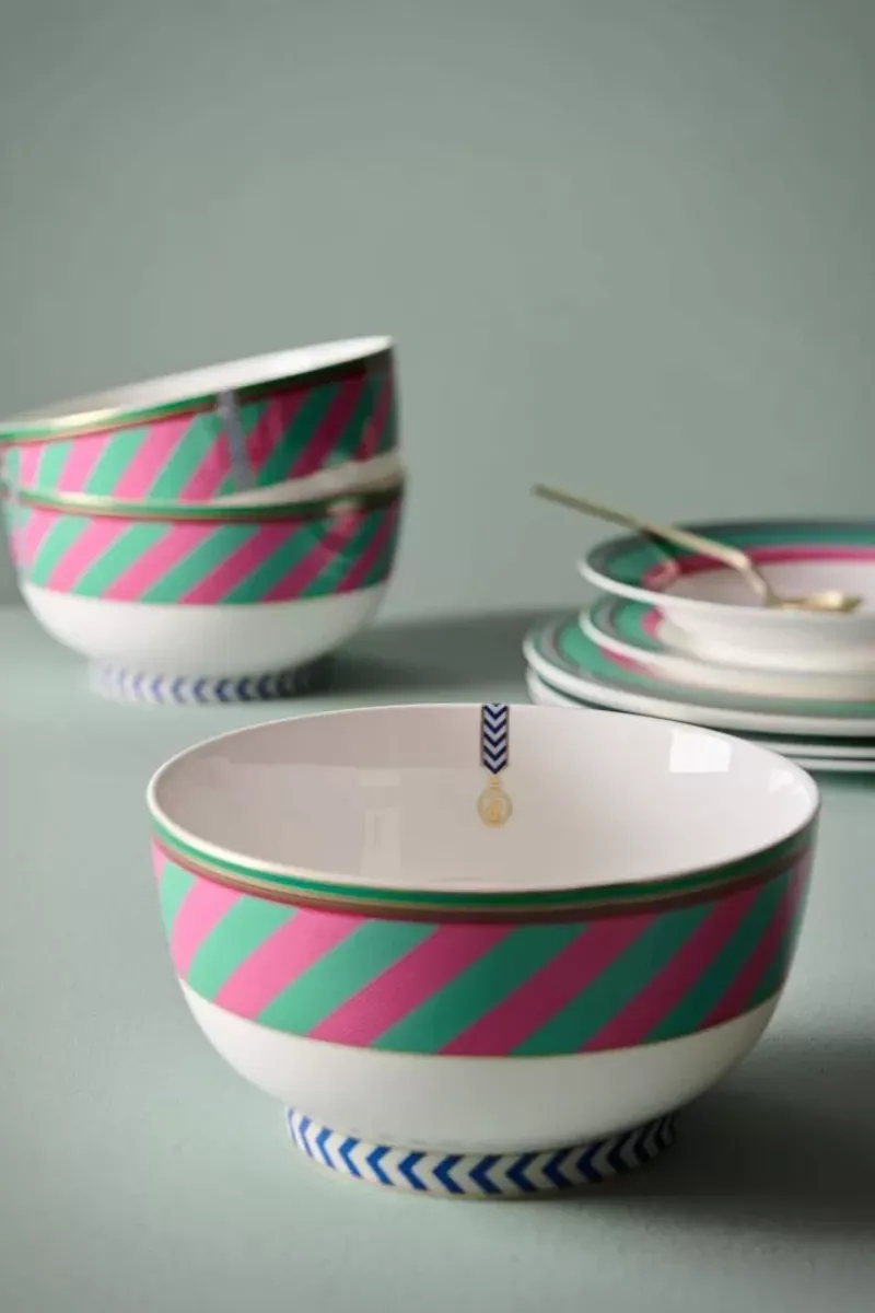 Pip Studio Schalen|Pip Chique Stripes Schale Rosa/Grun 20.5Cm