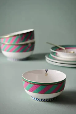 Pip Studio Schalen|Pip Chique Stripes Schale Rosa/Grun 15.5Cm