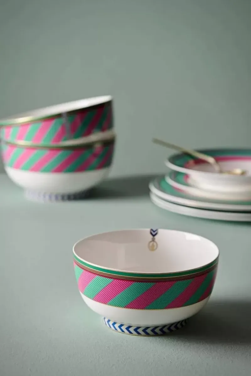 Pip Studio Schalen|Pip Chique Stripes Schale Rosa/Grun 15.5Cm