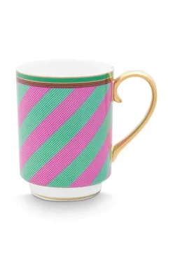 Pip Studio Teetassen|Pip Chique Stripes Tasse Gross Rosa/Grun 350Ml