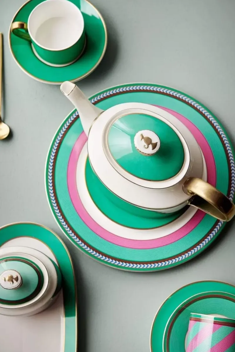 Pip Studio Teekannen|Pip Chique Stripes Teekanne Gross Rosa/Grun