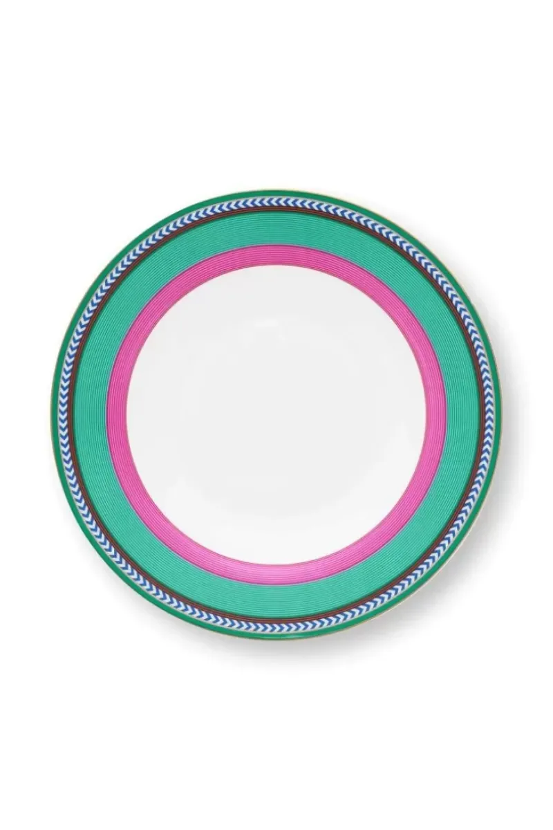 Pip Studio Tiefe Teller|Pip Chique Stripes Tiefer Teller Rosa/Grun 23.5Cm