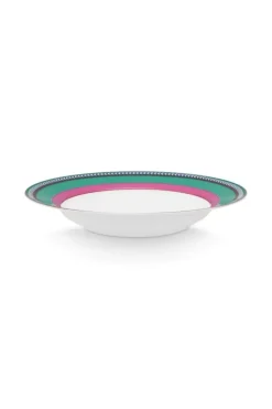 Pip Studio Tiefe Teller|Pip Chique Stripes Tiefer Teller Rosa/Grun 23.5Cm