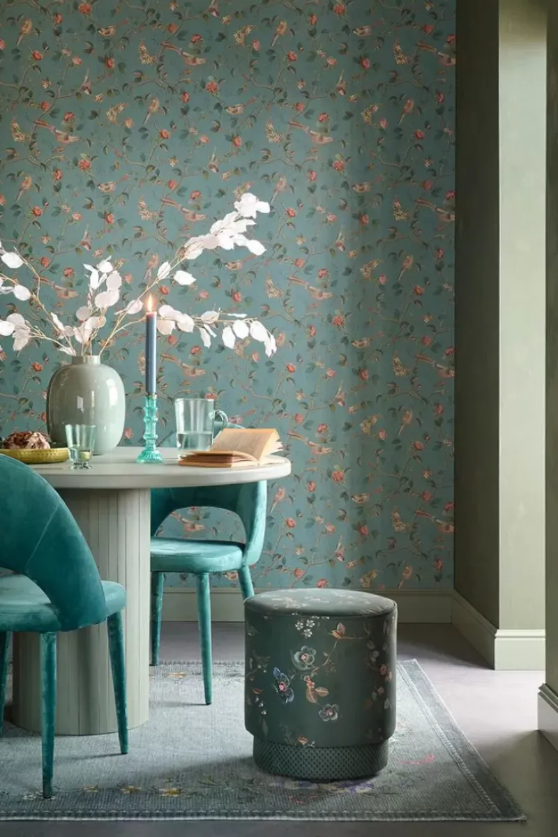 Pip Studio Vliestapete|Good Nightingale Vliestapete Petrol