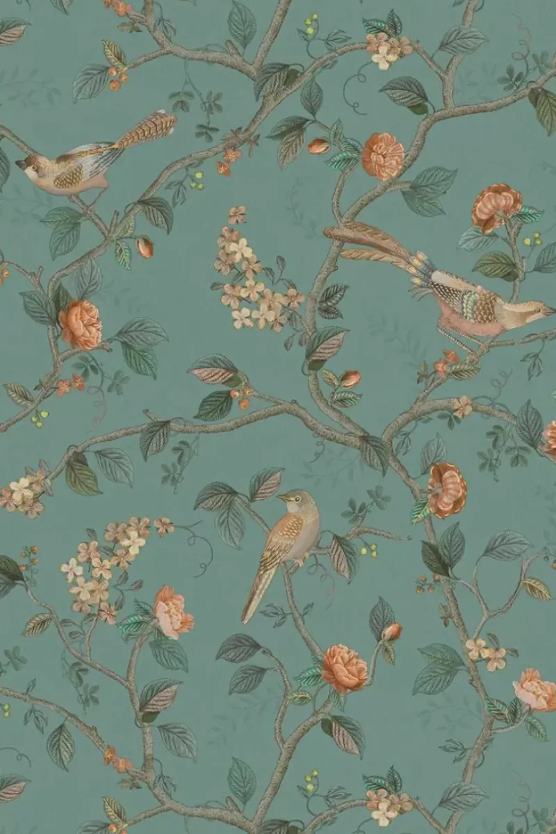 Pip Studio Vliestapete|Good Nightingale Vliestapete Petrol