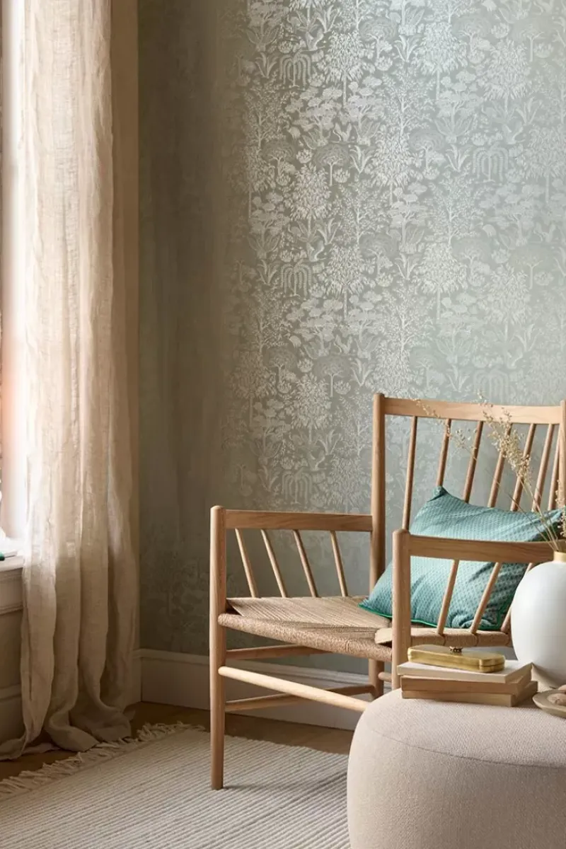 Pip Studio Vliestapete|Origami Tree Vliestapete Hell /Silber