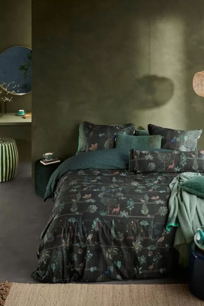 Pip Studio Bettkissen|Rechteckige Zierkissen Lang Alberi Dunkelgrun