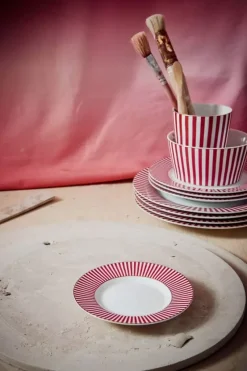 Pip Studio Gebäckteller|Royal Stripes Petit Four Dunkelrosa 12Cm