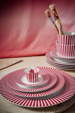 Pip Studio Gebäckteller|Royal Stripes Petit Four Dunkelrosa 12Cm