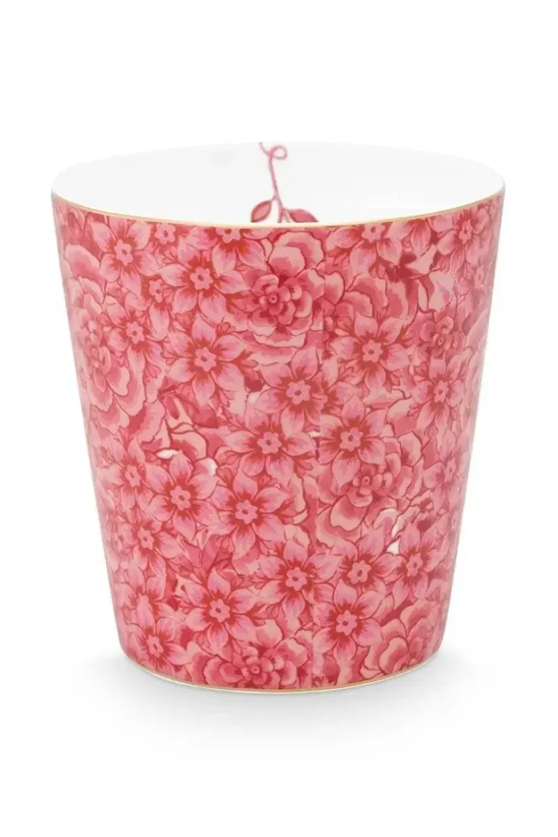 Pip Studio Kaffeetassen|Royal Stripes Tasse Blumen Dunkelrosa