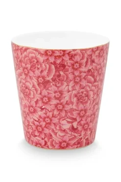 Pip Studio Kaffeetassen|Royal Stripes Tasse Blumen Dunkelrosa