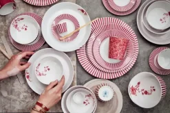 Pip Studio Kaffeetassen|Royal Stripes Tasse Blumen Dunkelrosa