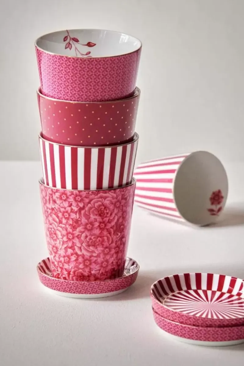 Pip Studio Teetassen|Royal Stripes Tasse Blumen & Teebeutelablage Dunkel