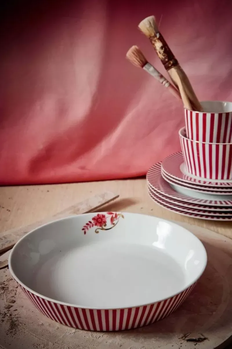 Pip Studio Tiefe Teller|Royal Stripes Tiefer Teller Dunkelrosa 21.5Cm