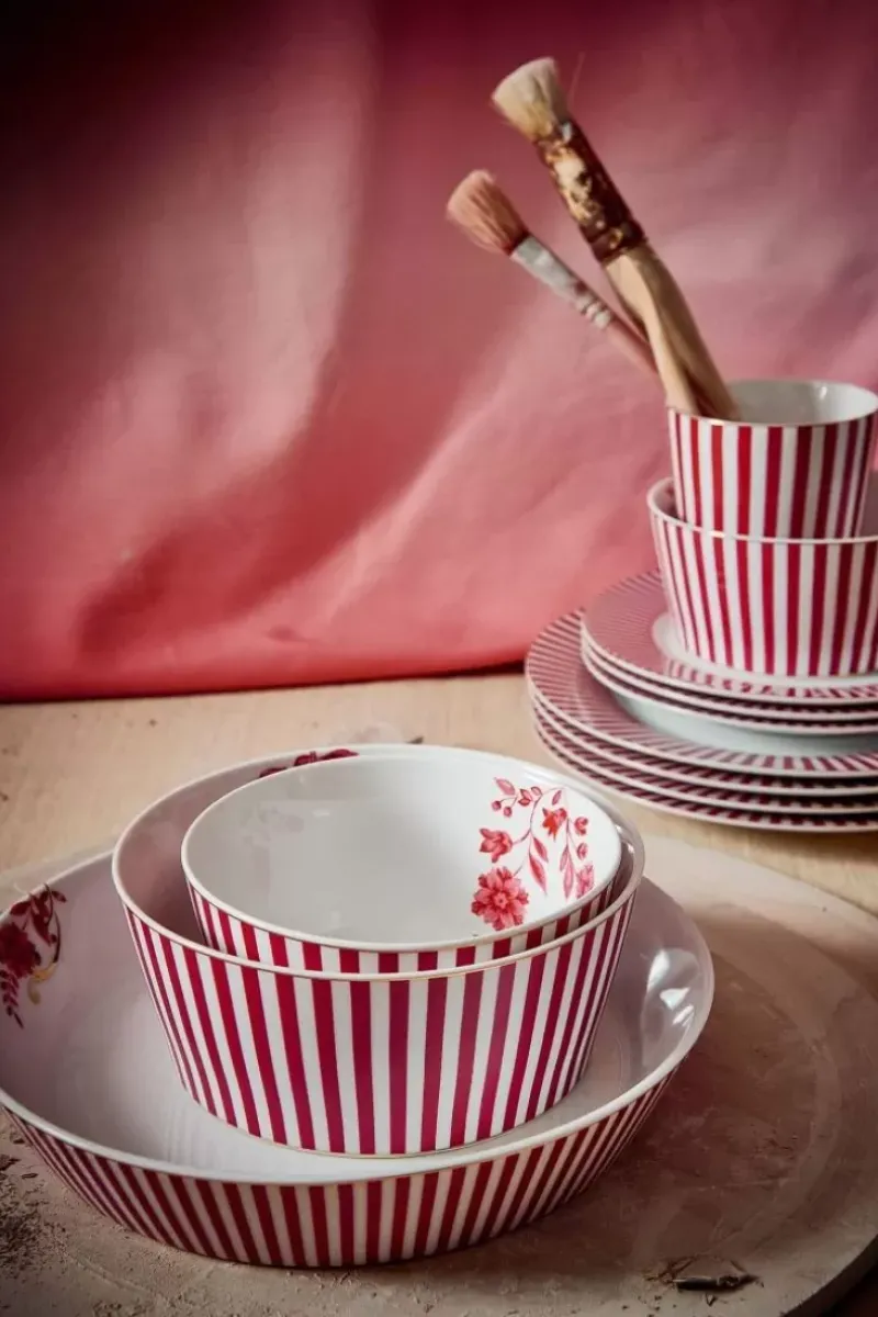 Pip Studio Tiefe Teller|Royal Stripes Tiefer Teller Dunkelrosa 21.5Cm