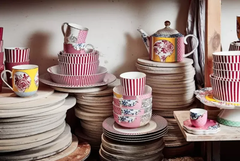 Pip Studio Tiefe Teller|Royal Stripes Tiefer Teller Dunkelrosa 21.5Cm