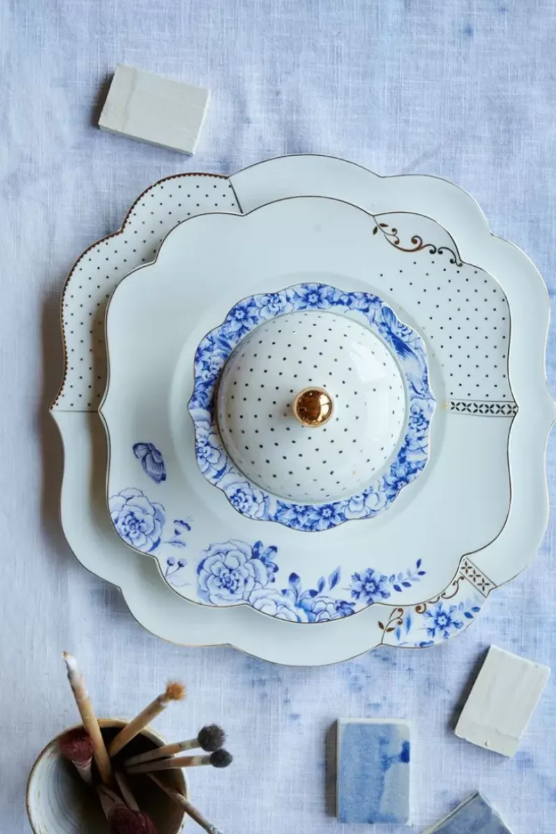 Pip Studio Frühstücksteller|Royal White Frühstücksteller Golden Dots 23,5 Cm