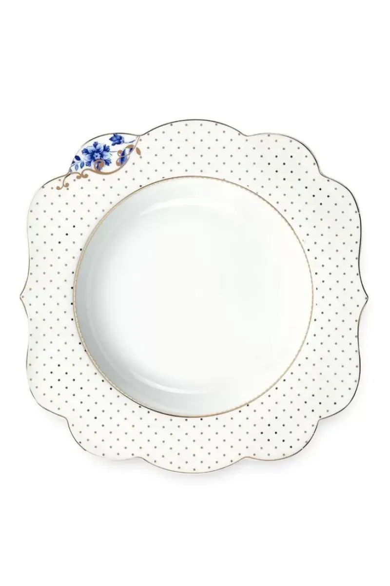Pip Studio Tiefe Teller|Royal White Suppenteller Golden Dots 23,5 Cm
